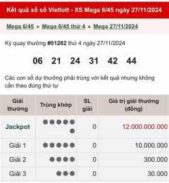 ảnh chụp màn hình kết quả xổ số mega vietlott