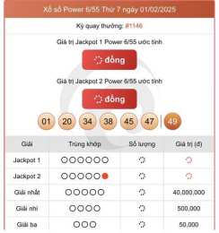 ảnh chụp màn hình kết quả xổ số vietlott power 6/55