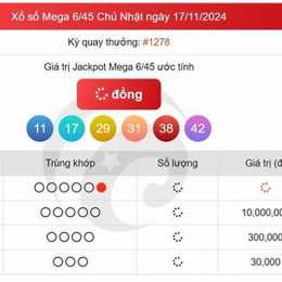 kết quả xổ số 6/45 vietlott