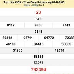 kết quả xổ số đồng nai ngày 3 tháng 12