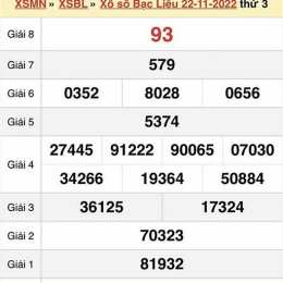 xổ số bạc liêu 29 tháng 09