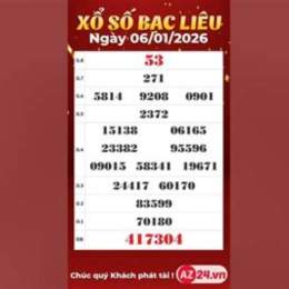 xổ số bạc liêu ngày 6 tháng 1