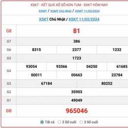 xổ số chủ nhật kon tum hôm nay