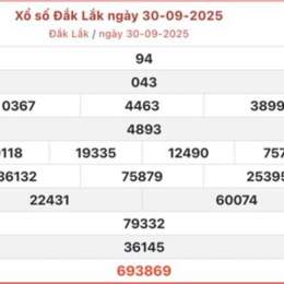 xổ số đài đắk lắk 30 ngày