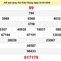 xổ số kiên giang ngày 22 tháng 03 năm 2026
