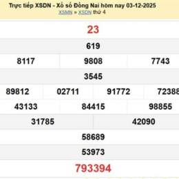 xổ số kiến thiết đồng nai ngày 3 tháng 12