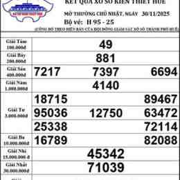 xổ số thừa thiên huế 30 ngày qua