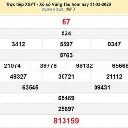 xổ số vũng tàu ngày 31 tháng 3